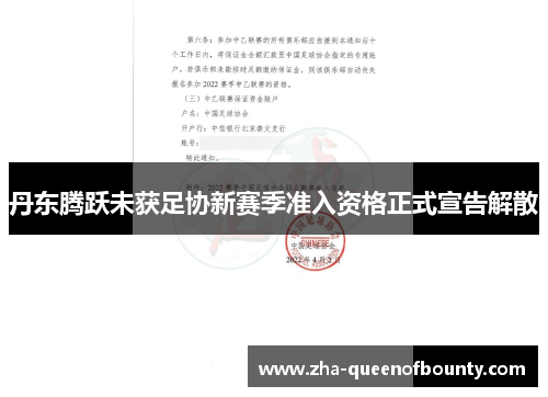 丹东腾跃未获足协新赛季准入资格正式宣告解散 丹东腾跃未获足协新赛季准入资格正式宣告解散