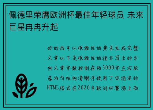佩德里荣膺欧洲杯最佳年轻球员 未来巨星冉冉升起 佩德里荣膺欧洲杯最佳年轻球员 未来巨星冉冉升起